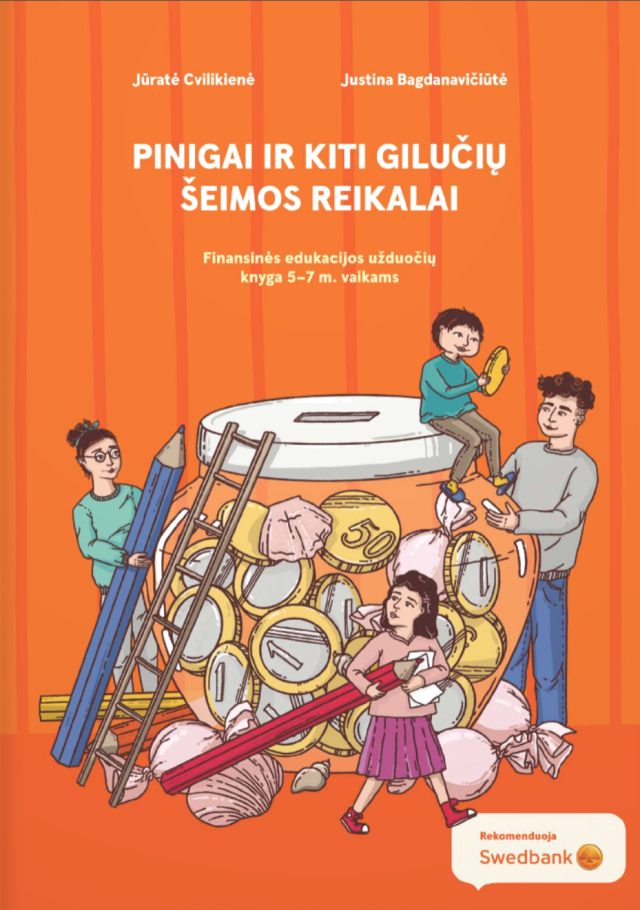 „Pinigai ir kiti Gilučių šeimos reikalai“ – finansinės edukacijos užduočių knyga